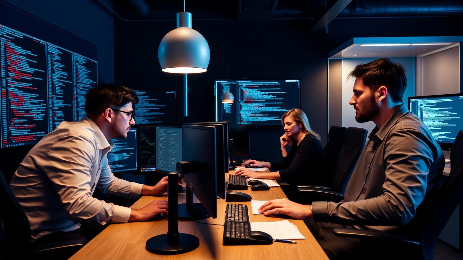 Equipe de consultoria em TI trabalhando